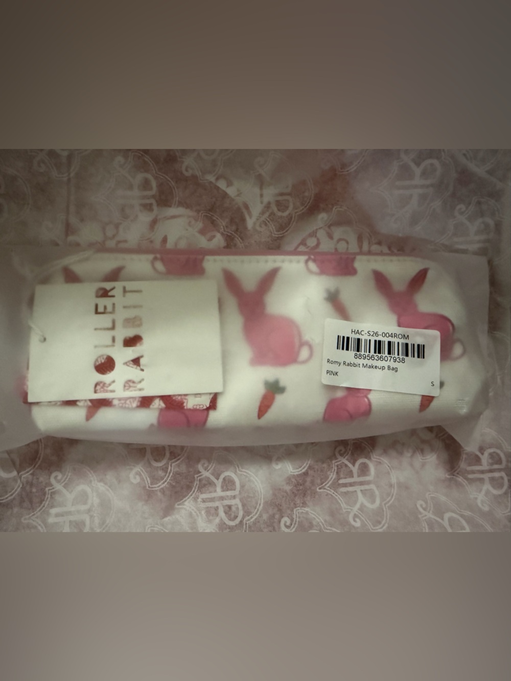 Roller Rabbit Romy the Rabbit Makeup Bag size S NWT sold out - Picture 4 of 5